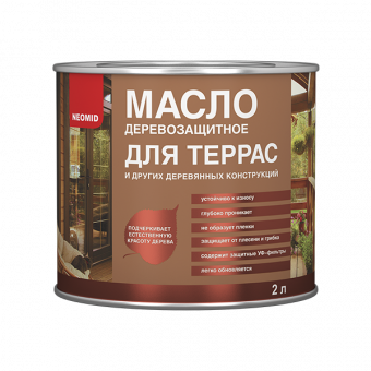 NEOMID Масло деревозащитное для террас (ТИК) 2л — лакокрасочный материал, Азбука Красок
